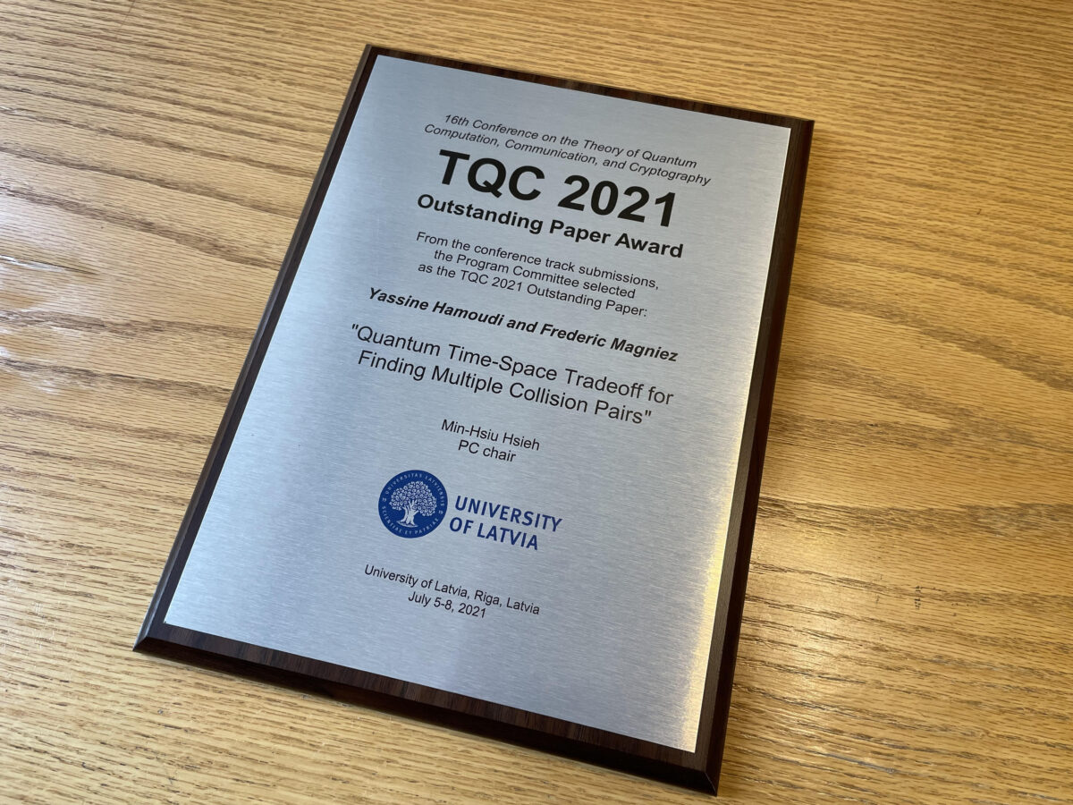 TQC Outstanding Paper Award has been awarded!